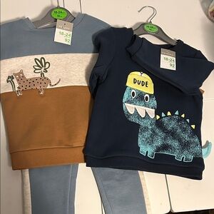 Primark toddler boys 18-24 month bundle: 1 sweatshirt set and 1 sweatshirt. NWT